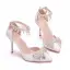 Sexy Weiß Strass Schleife Knöchelriemen Brautschuhe 2025 9 cm Stilettos Spitzschuh Hochzeit Hochhackige