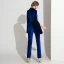 Elegant Royal Blue Winter Suede Jumpsuit 2019 V-Neck Long Sleeve Ankle Length Evening Dresses