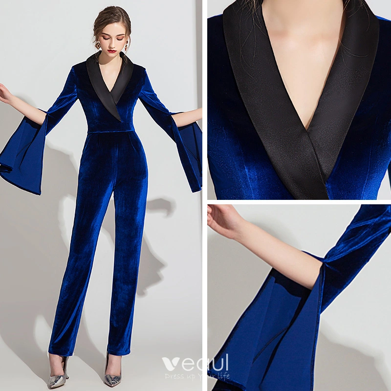 Blue suede jumpsuit online