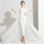 Modern / Fashion White Jumpsuit 2019 One-Shoulder 3/4 Sleeve Sweep Train Backless Evening Dresses