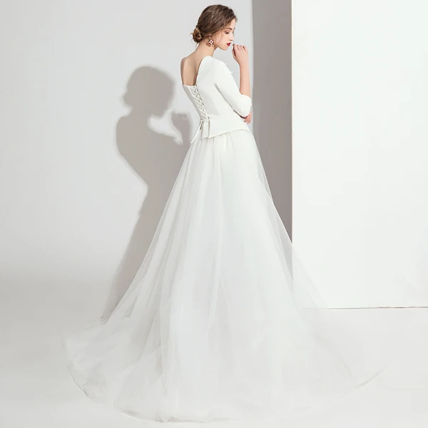 Modern / Fashion White Jumpsuit 2019 One-Shoulder 3/4 Sleeve Sweep Train Backless Evening Dresses