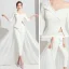 Modern / Fashion White Jumpsuit 2019 One-Shoulder 3/4 Sleeve Sweep Train Backless Evening Dresses