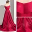 Schlicht Burgunderrot Satin Overall 2019 Off Shoulder Kurze Ärmel Sweep / Pinsel Zug Rückenfreies Abendkleider