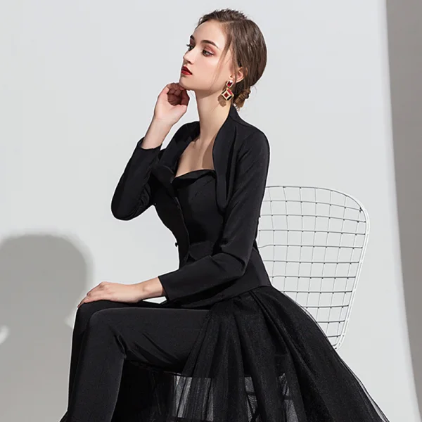 Klassisk Svart Jumpsuit Med Sjal 2019 Prinsesse Kjæreste Uten Ermer Ankel-lengde Ryggløse Selskapskjoler