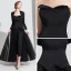 Klassisk Svart Jumpsuit  Med Sjal 2019 Prinsesse Kjæreste Uten Ermer Ankel-lengde Ryggløse Selskapskjoler