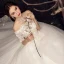 Chic / Beautiful Ivory Wedding Dresses 2019 A-Line / Princess Off-The-Shoulder 1/2 Sleeves Backless Appliques Lace Flower Beading Pearl Sequins Court Train Ruffle