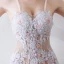 Sexy White Gradient-Color Pearl Pink Evening Dresses  2019 Trumpet / Mermaid Spaghetti Straps Sleeveless Pierced Appliques Lace Beading Pearl Floor-Length / Long Ruffle