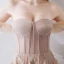 Sexy Nude Abendkleider 2019 Off Shoulder Kurze Ärmel Asymmetrisch Rückenfreies Festliche Kleider