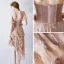 Sexy Nude Abendkleider 2019 Off Shoulder Kurze Ärmel Asymmetrisch Rückenfreies Festliche Kleider