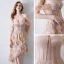 Sexy Nude Abendkleider 2019 Off Shoulder Kurze Ärmel Asymmetrisch Rückenfreies Festliche Kleider