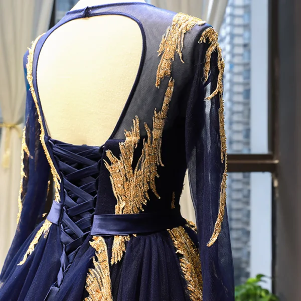 midnight blue and gold bridesmaid dresses Special Order. Mini Quince Dress in Navy with Gold Accent main image 1