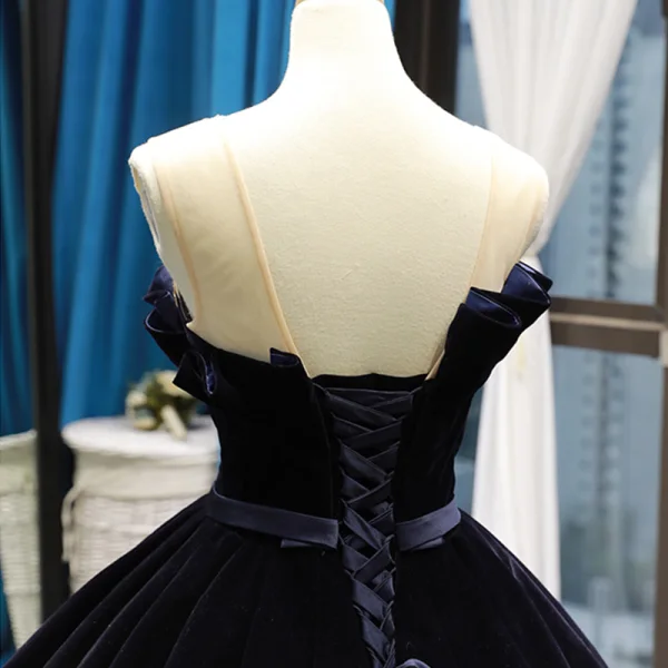 Luxe Bleu Marine Daim Transparentes Robe De Bal 2019 Robe Boule Encolure Dégagée Sans Manches Doré Appliques En Dentelle Perlage Noeud Ceinture