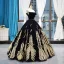 Luxe Bleu Marine Daim Transparentes Robe De Bal 2019 Robe Boule Encolure Dégagée Sans Manches Doré Appliques En Dentelle Perlage Noeud Ceinture