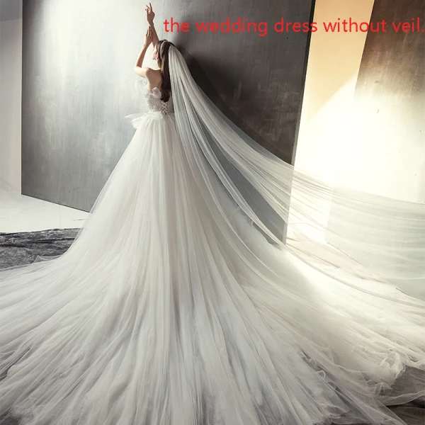 Edles Brautkleider / Hochzeitskleider 2019 Prinzessin Bandeau Ärmellos Rückenfreies Applikationen Spitze Kathedrale Schleppe Rüschen Champagner Ivory / Creme