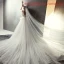 Edles Brautkleider / Hochzeitskleider 2019 Prinzessin Bandeau Ärmellos Rückenfreies Applikationen Spitze Kathedrale Schleppe Rüschen Champagner Ivory / Creme