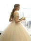 Best Champagne Lace Wedding Dresses 2019 A-Line / Princess See-through Deep V-Neck Short Sleeve Backless Beading Pearl Sequins Glitter Floor-Length / Long Ruffle