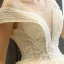 Best Champagne Lace Wedding Dresses 2019 A-Line / Princess See-through Deep V-Neck Short Sleeve Backless Beading Pearl Sequins Glitter Floor-Length / Long Ruffle