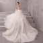 Schöne Ivory / Creme Brautkleider / Hochzeitskleider 2019 A Linie Perlenstickerei Perle Spaghettiträger Ärmellos Rückenfreies Applikationen Spitze Kapelle-Schleppe Rüschen