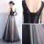 Affordable Black Evening Dresses  2019 A-Line / Princess V-Neck Sleeveless Appliques Lace Pierced Beading Pearl Floor-Length / Long Ruffle Backless Formal Dresses