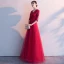 Affordable Black See-through Evening Dresses  2019 A-Line / Princess V-Neck 1/2 Sleeves Appliques Lace Sash Floor-Length / Long Ruffle Formal Dresses