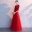 Affordable Black See-through Evening Dresses  2019 A-Line / Princess V-Neck 1/2 Sleeves Appliques Lace Sash Floor-Length / Long Ruffle Formal Dresses