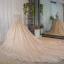 Luxury / Gorgeous Bling Bling Champagne Wedding Dresses 2019 Ball Gown Off-The-Shoulder Short Sleeve Backless Appliques Lace Beading Glitter Tulle Chapel Train Ruffle