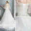 Abordable Champagne Jardin / Extérieur Robe De Mariée 2019 Princesse De l'épaule Manches de cloche Dos Nu Appliques En Dentelle Paillettes Perlage Perle Train De Balayage Volants