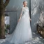 Affordable Ivory Outdoor / Garden See-through Wedding Dresses 2019 A-Line / Princess Scoop Neck 3/4 Sleeve Backless Appliques Lace Sweep Train Ruffle