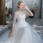 Affordable Ivory Outdoor / Garden See-through Wedding Dresses 2019 A-Line / Princess Scoop Neck 3/4 Sleeve Backless Appliques Lace Sweep Train Ruffle