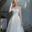 Affordable Ivory Outdoor / Garden See-through Wedding Dresses 2019 A-Line / Princess Scoop Neck 3/4 Sleeve Backless Appliques Lace Sweep Train Ruffle