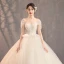 Elegant Champagne Pregnant Wedding Dresses 2019 Empire Off-The-Shoulder Short Sleeve Backless Appliques Lace Beading Court Train Ruffle