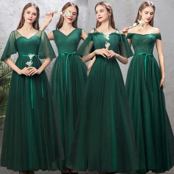 Abordable Vert Foncé Robe Demoiselle D Honneur 2019 Princesse Ceinture Longue Volants Dos Nu Robe Pour Mariage