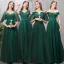 Affordable Dark Green Bridesmaid Dresses 2019 A-Line / Princess Sash Floor-Length / Long Ruffle Backless Wedding Party Dresses