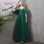 Affordable Dark Green Bridesmaid Dresses 2019 A-Line / Princess Sash Floor-Length / Long Ruffle Backless Wedding Party Dresses