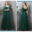 Affordable Dark Green Bridesmaid Dresses 2019 A-Line / Princess Sash Floor-Length / Long Ruffle Backless Wedding Party Dresses