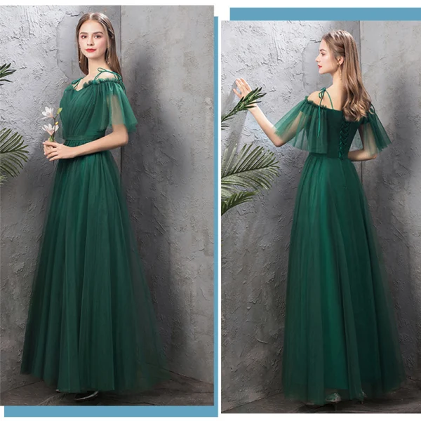 Affordable Dark Green Bridesmaid Dresses 2019 A-Line Princess Sash Floor-Length Long