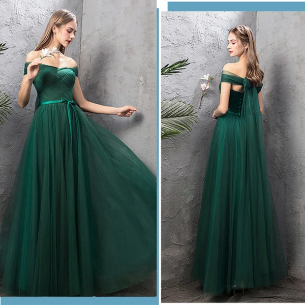 Affordable Dark Green Bridesmaid Dresses 2019 A-Line / Princess Sash Floor-Length / Long Ruffle Backless Wedding Party Dresses