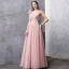 Snygga / Fina Pärla Rosa Aftonklänningar 2019 Prinsessa Genomskinliga Fyrkantig Ringning Ärmlös Beading Långa Ruffle Halterneck Formella Klänningar