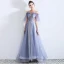 Fabuleux Bleu Ciel Transparentes Robe De Soirée 2019 Princesse Encolure Dégagée Manches Courtes Paillettes Perlage Glitter Tulle Train De Balayage Volants Dos Nu Robe De Ceremonie