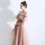 Schöne Pearl Rosa Abendkleider 2019 A Linie Spaghettiträger Kurze Ärmel Perlenstickerei Sweep / Pinsel Zug Rüschen Rückenfreies Festliche Kleider