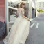 Modern / Fashion Champagne Prom Dresses 2019 A-Line / Princess Spaghetti Straps Sleeveless Star Appliques Lace Floor-Length / Long Ruffle Backless Formal Dresses
