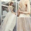 Modern / Fashion Champagne Prom Dresses 2019 A-Line / Princess Spaghetti Straps Sleeveless Star Appliques Lace Floor-Length / Long Ruffle Backless Formal Dresses