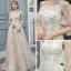 Modern / Fashion Champagne Prom Dresses 2019 A-Line / Princess Spaghetti Straps Sleeveless Star Appliques Lace Floor-Length / Long Ruffle Backless Formal Dresses
