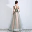 Flower Fairy Sage Green See-through Evening Dresses  2019 A-Line / Princess Scoop Neck Sleeveless Appliques Lace Flower Rhinestone Floor-Length / Long Ruffle Backless