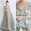 Flower Fairy Sage Green See-through Evening Dresses  2019 A-Line / Princess Scoop Neck Sleeveless Appliques Lace Flower Rhinestone Floor-Length / Long Ruffle Backless