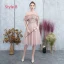 Best Blushing Pink Bridesmaid Dresses 2019 A-Line / Princess Appliques Lace Beading Glitter Tulle Knee-Length Ruffle Backless Wedding Party Dresses