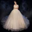 Romantic Champagne Wedding Dresses 2019 Ball Gown Off-The-Shoulder Short Sleeve Backless Heart-shaped Glitter Appliques Lace Chapel Train Ruffle