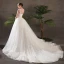 Schöne Ivory / Creme Brautkleider / Hochzeitskleider 2019 A Linie Durchsichtige V-Ausschnitt Ärmellos Rückenfreies Applikationen Spitze Pailletten Perlenstickerei Kapelle-Schleppe Rüschen