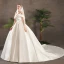 Simple Ivoire Satin Robe De Mariée 2019 Princesse De l'épaule Manches Courtes Dos Nu Chapel Train Volants