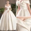 Simple Ivoire Satin Robe De Mariée 2019 Princesse De l'épaule Manches Courtes Dos Nu Chapel Train Volants